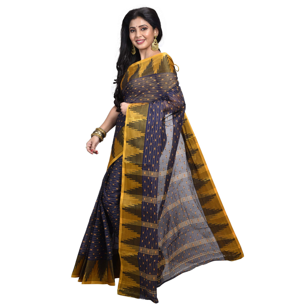 Raj Sarees Women's  Pure Georgette Saree Without Blouse Piece Mustard Yellow; Golden