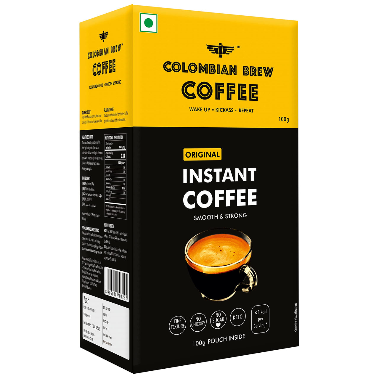 Colombian Brew Original Instant Coffee Powder, Smooth & Strong, 100g Buy 2 Get 1 Free (Hot & Cold Coffee)