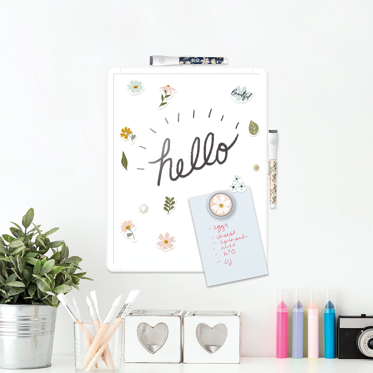 U Brands Contempo Magnetic Dry Erase Board Kit, Set of 19, 11”x14”, Fall Floral, Includes Magnets, Markers Fall Floral (19 pieces) 11'' x 14''