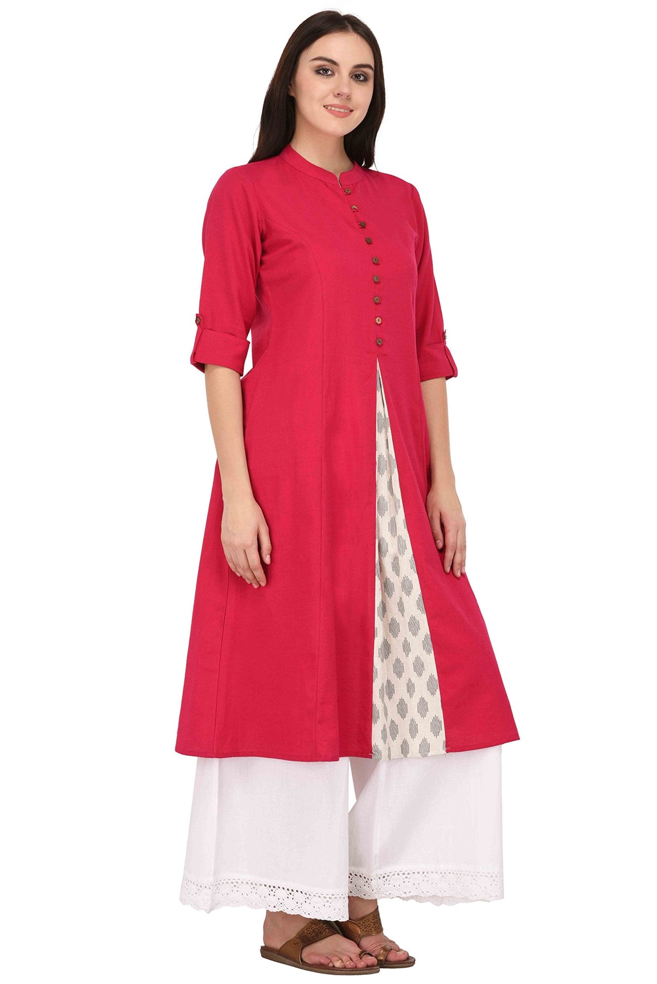 Pistaa's  Women Cotton Printed Cut Regular Kurta