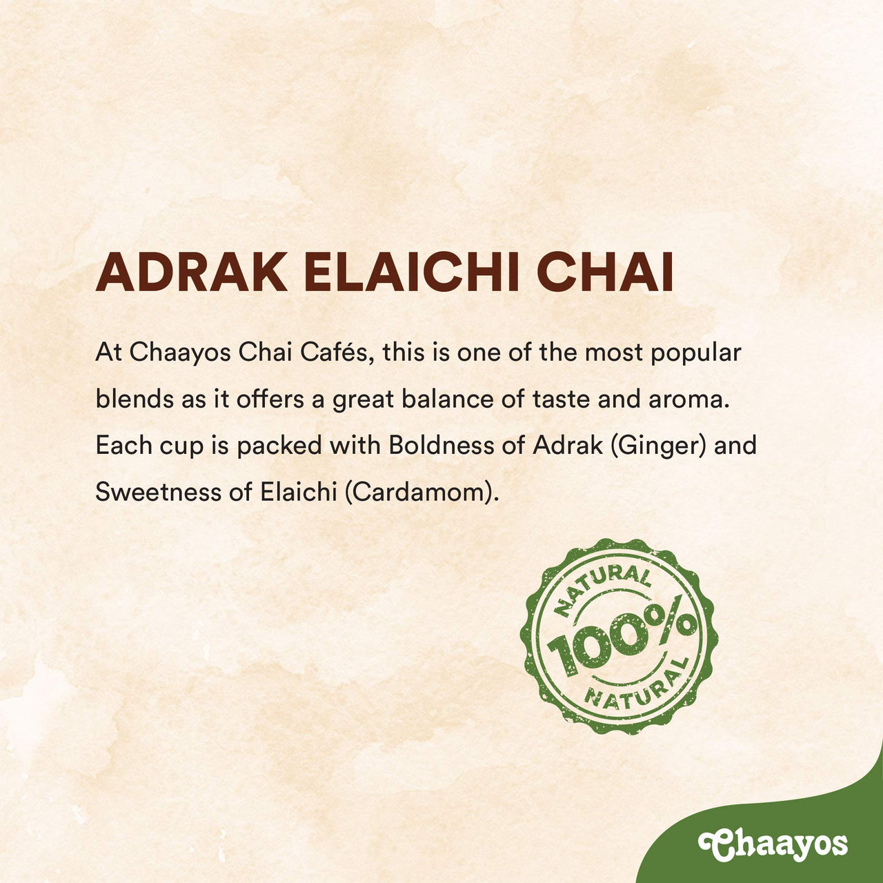 Chaayos Adrak Elaichi Tea (Ginger and Cardamom) - Premium Desi Chai Patti for Authentic Masala Flavour | Immunity Booster- 200g [100 Cups]