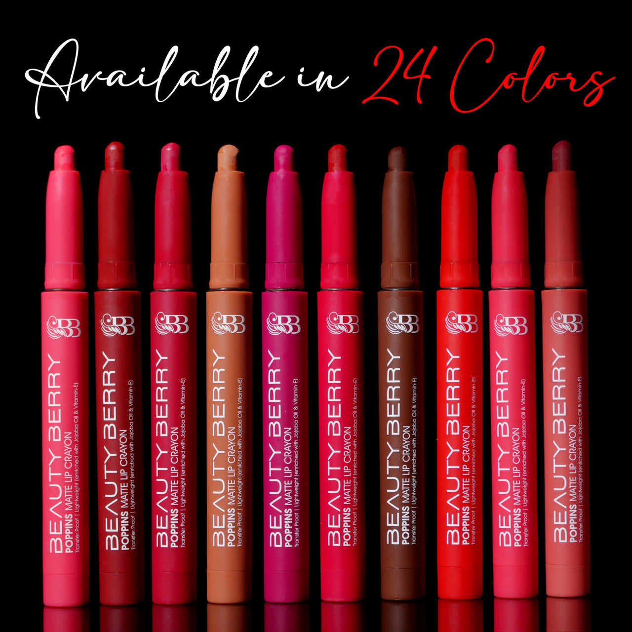 Beauty Berry Poppins Matte Lip Crayon Lipstick for Women | Long Lasting Non Transfer Retractable Lip Crayon | Smudge Proof & Waterproof Lipstick Enriched with Jojoba Oil & Vitamin E (Dusty Pink, 3g)