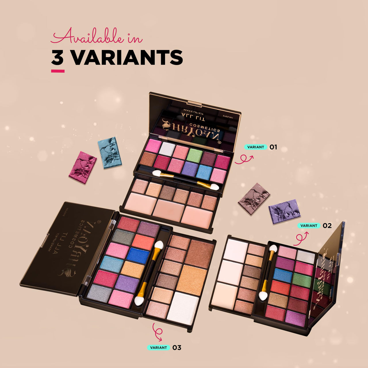 Shryoan All Lit Make-up Kit With 18 Eyeshadow & 3 Highlighter Powder Make-up Palette | Highly Pigmented Pocket Friendly Make-Up Kit | (20 gm) (Shade 02)