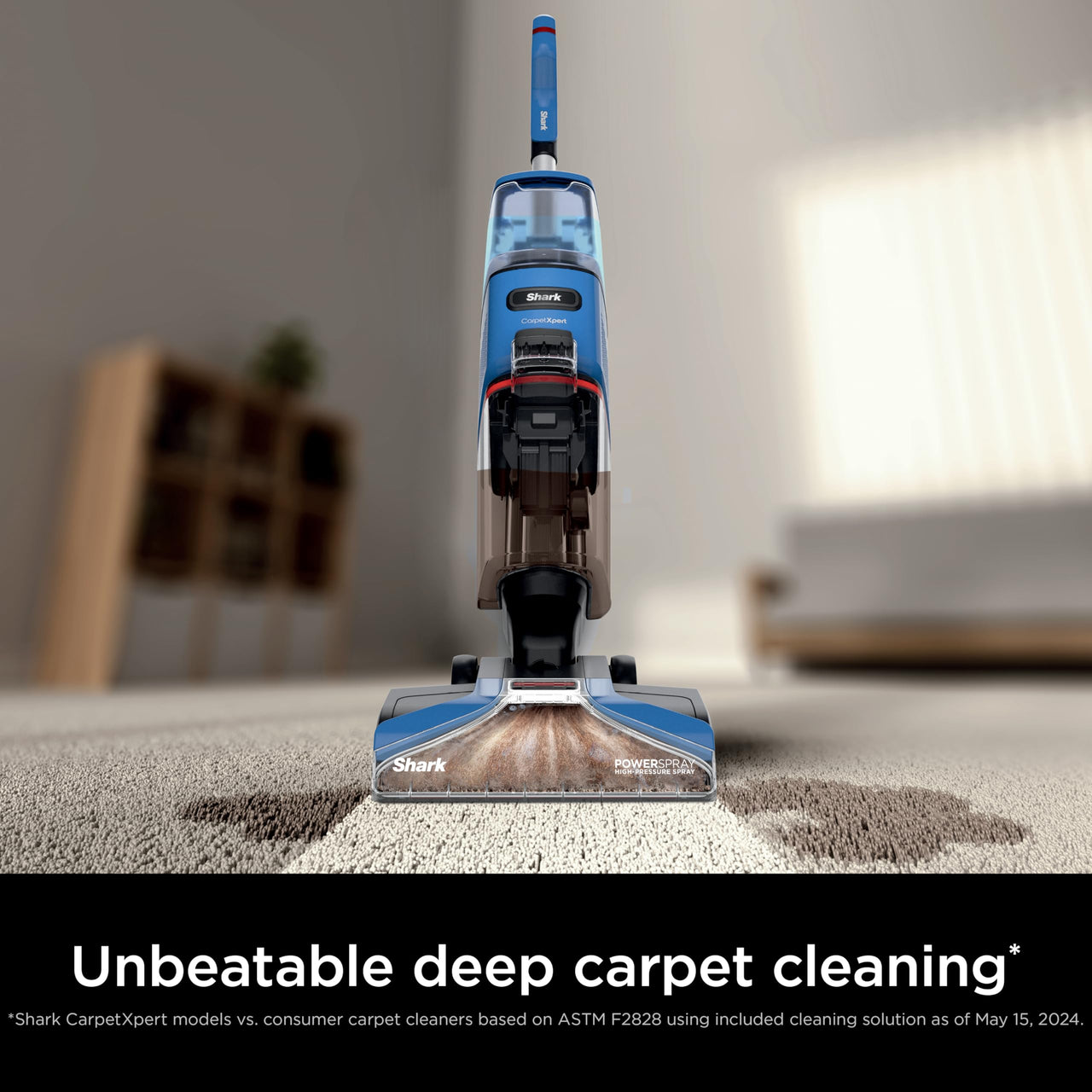 Shark EX201 CarpetXpert Upright Carpet, Area Rug & Upholstery Cleaner with StainStriker, Built-in Spot & Stain Cleaner, Perfect for Pets, Deep Cleaning & Tough Stain Removal, Carpet Shampooer, Cyan Shark CarpetXpert with StainStriker