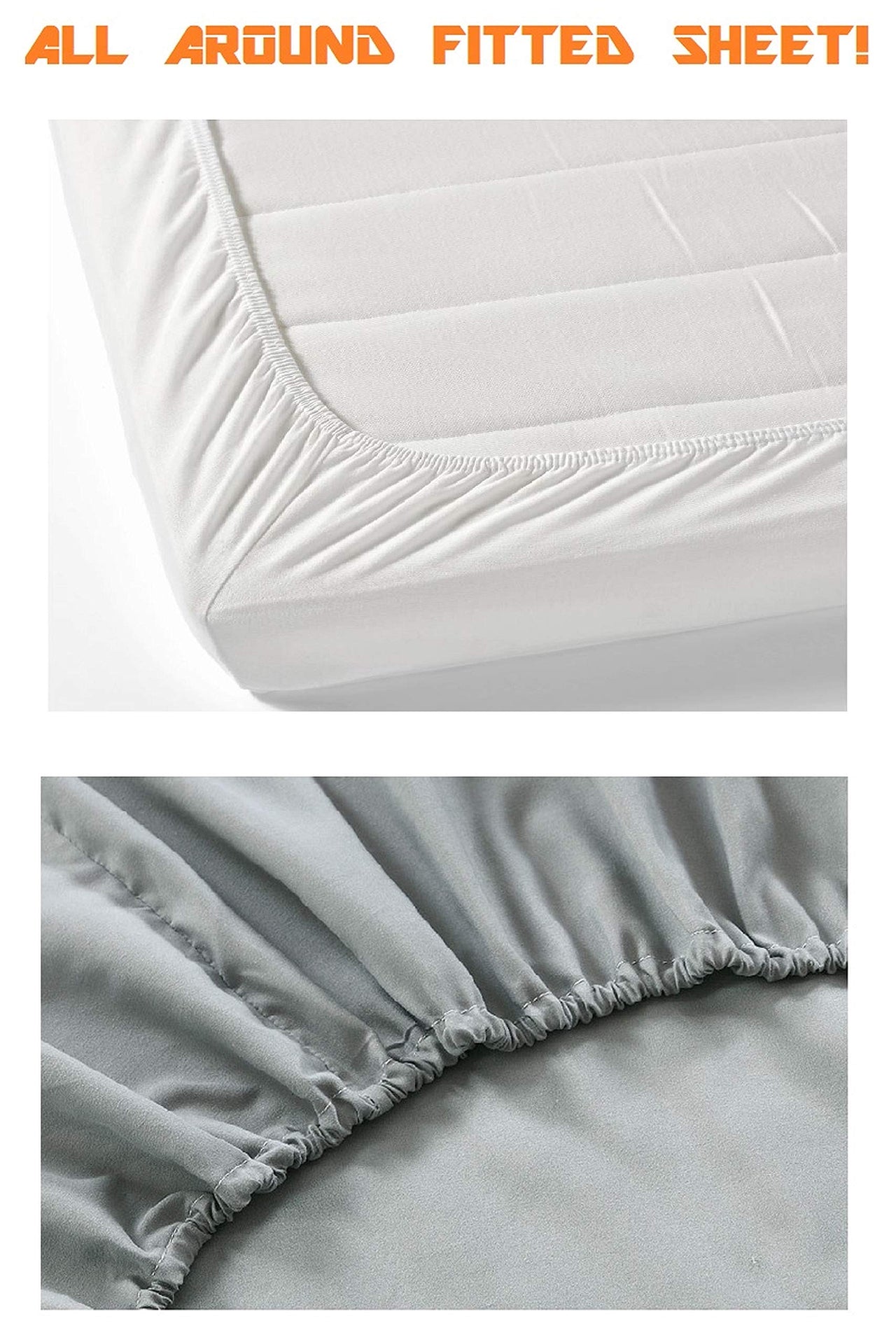 Elegant Comfort 1500 Premium Hotel Quality 1-Piece Fitted Sheet, Softest Quality Microfiber - Deep Pocket up to 16 inch, Wrinkle and Fade Resistant, Full, Orange