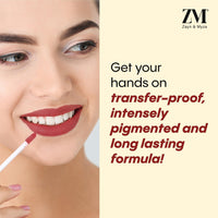 ZM Stay Matte Transfer-proof Lip Color | Matte Texture | Liquid Lipstick | Waterproof and Smudgeproof | Cruelty-free, 6 ML (Retro Red)