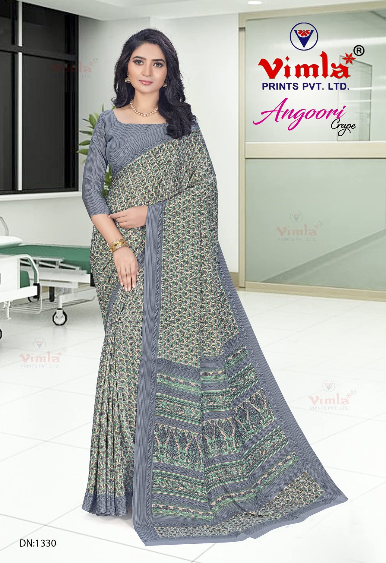 Vimla Women's  Multicolor Crepe Silk Uniform Saree with Blouse