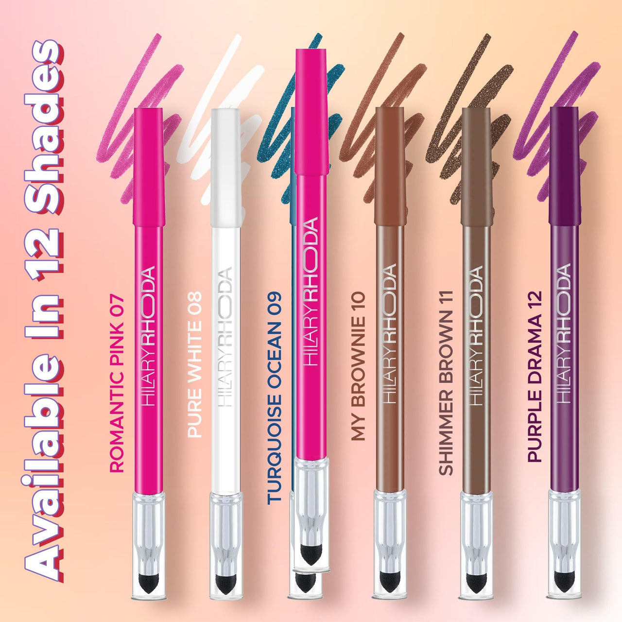 Hilary Rhoda Play n Blend Gel Eyeliner | One Stroke Application | Highly Pigmented | Matte & Shimmer Finish | 2 in 1 Smudger + Eyeliner | Butter Smooth Texture | 1.5g - (Romantic Pink | Shade 07)