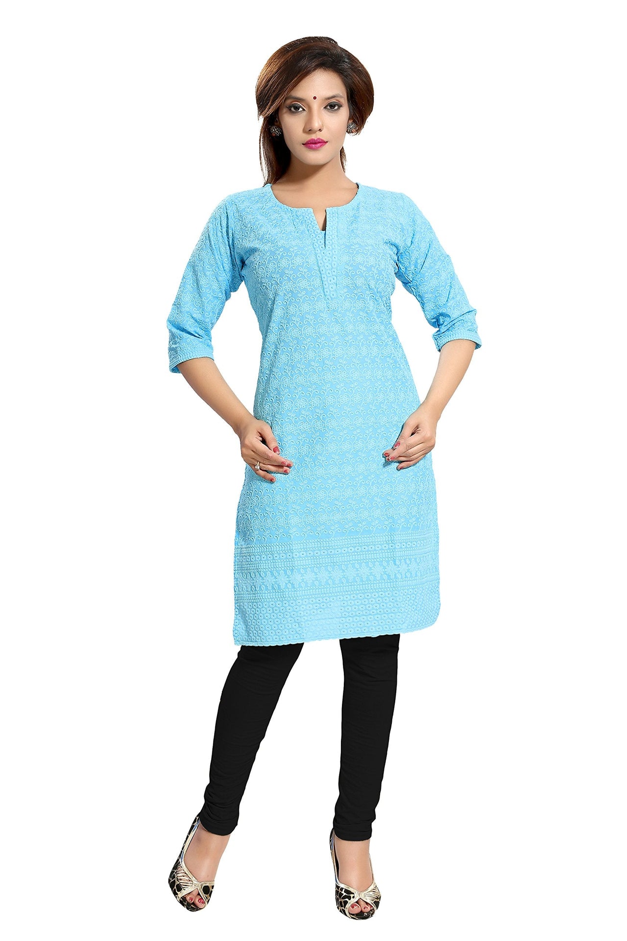QUEEN SHIELD Women's  Formal & Casual Cotton Chikan-Kari Kurta (4444.)