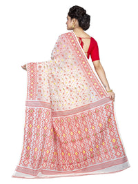 T.J. SAREES Women's  Jamdani Silk Blend Saree Without Blouse Piece