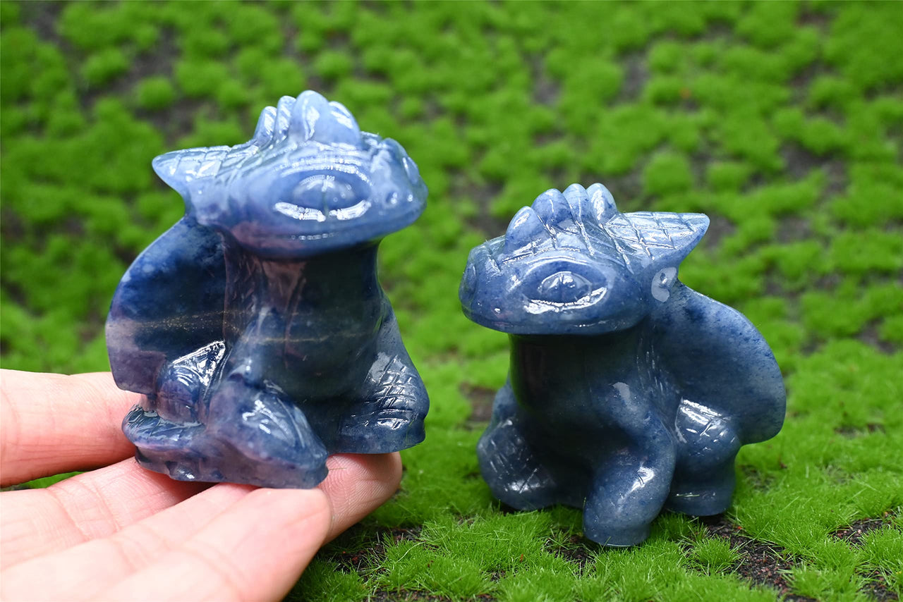 Anlingem Healing Crystal Stone Human Reiki Skull Figurine Statue Sculptures Labradorite Fly Dragon Crystal (Blue Aventurine) AL-Bats Blue Aventurine