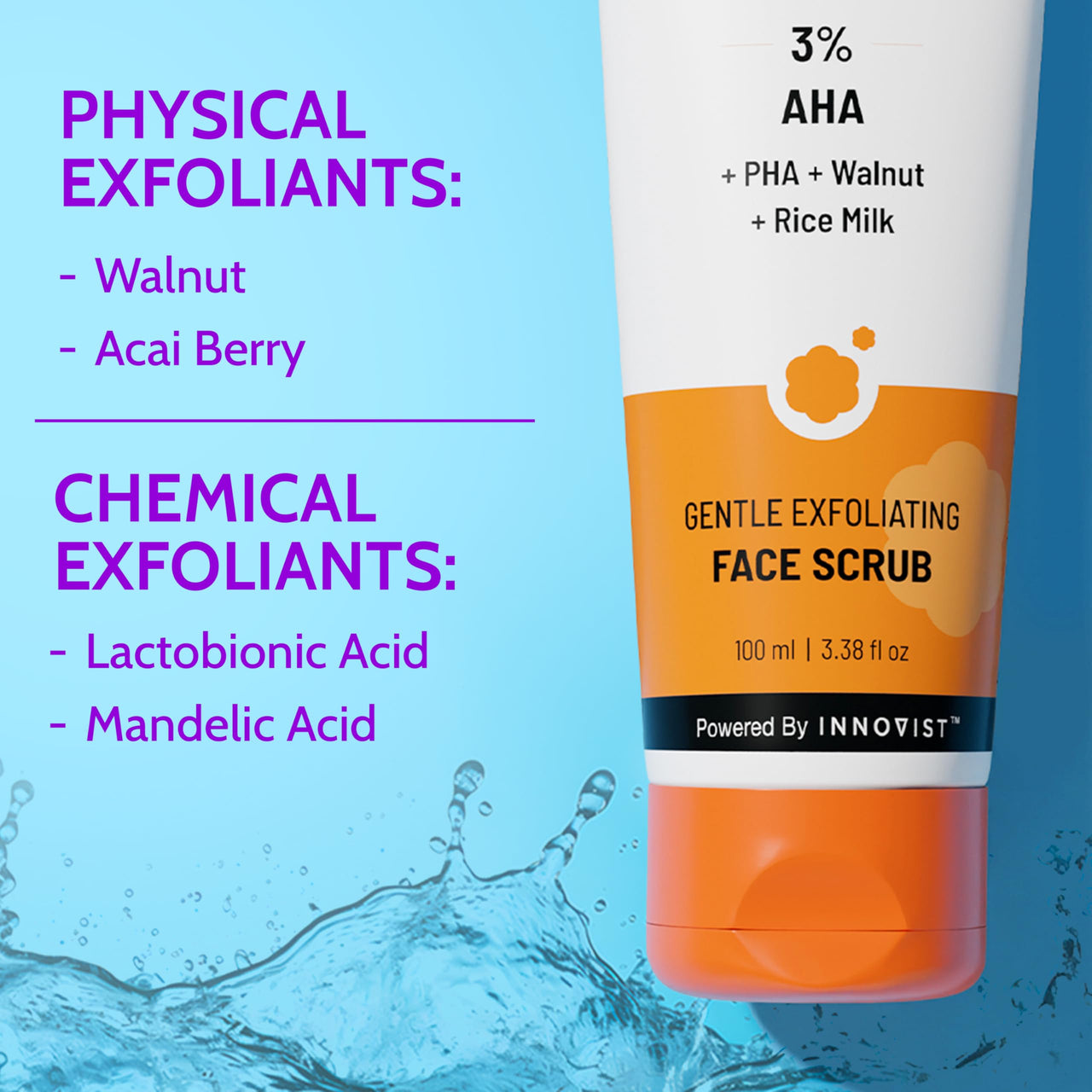 Chemist At Play Gentle Exfoliating Face Scrub with Mandelic Acid & Walnuts | Removes Tan, Dead Skin & Blackheads | Face Wash | Detans | Gives Instant Glow | Face Scrub for Women & Men | 100ml