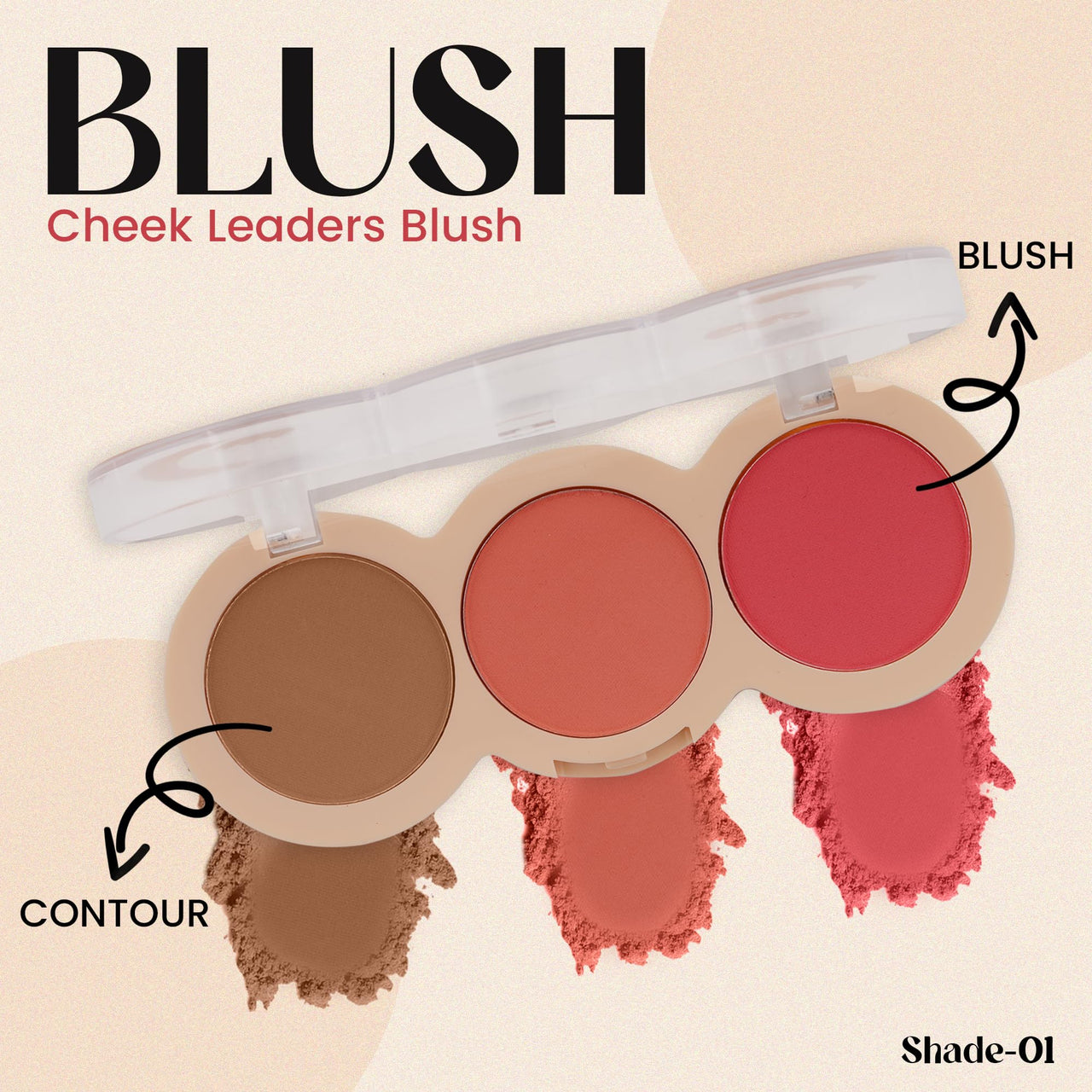 Shryoan Cheek Leaders Blush Palette| Smudge-proof & Highly Pigmented With Matte Finish & Highly Blendable Shades Suitable for All Skin Types (Shade 01) (15g)