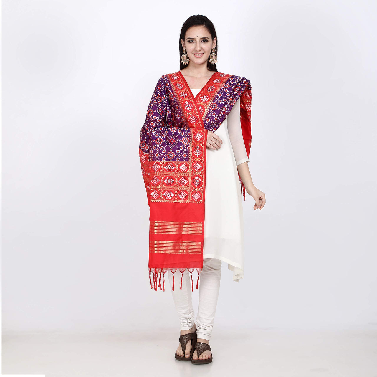 KAPAAHA Women's  Woven Design Silk Blend Dupatta Free Size