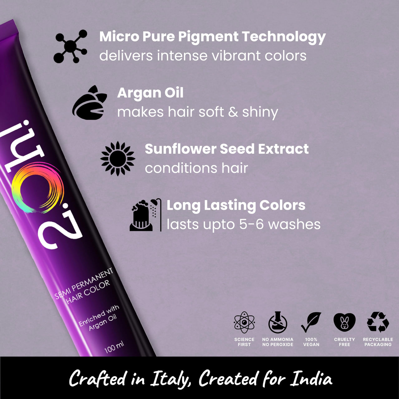 2.Oh! Italian- Steel Grey Hair Color For Women & Men | Ammonia-Free DIY Semi Permanent Hair Color | Enriched with Argan Oil | Lasts upto 5-6 Washes | Pack of 2