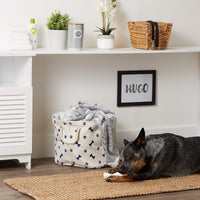 Bone Dry 5511 Pet Storage Collection Paw and Bone Print, Medium Round, Nautical Blue Medium Round, 12x15x15