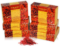 Vaadi Herbals Elbow Foot Knee Scrub Soap with Almond and Walnut Scrub, 75g x 3 and Vaadi Herbals Super Value Luxurious Saffron Skin Whitening Therapy Soap, 75g (Pack Of 6)