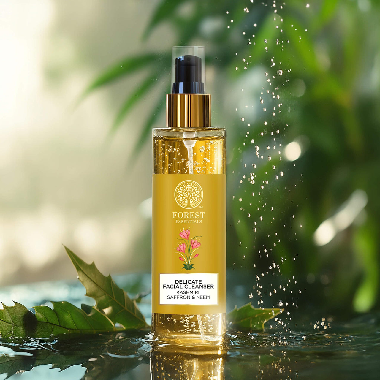 Forest Essentials Delicate Saffron & Neem Facial Cleanser with Hyaluronic Acid & Niacinamide | Designed For Acne Prone & Sensitive Skin | Gentle, Clarifying Face Wash | Sulphate & Paraben Free