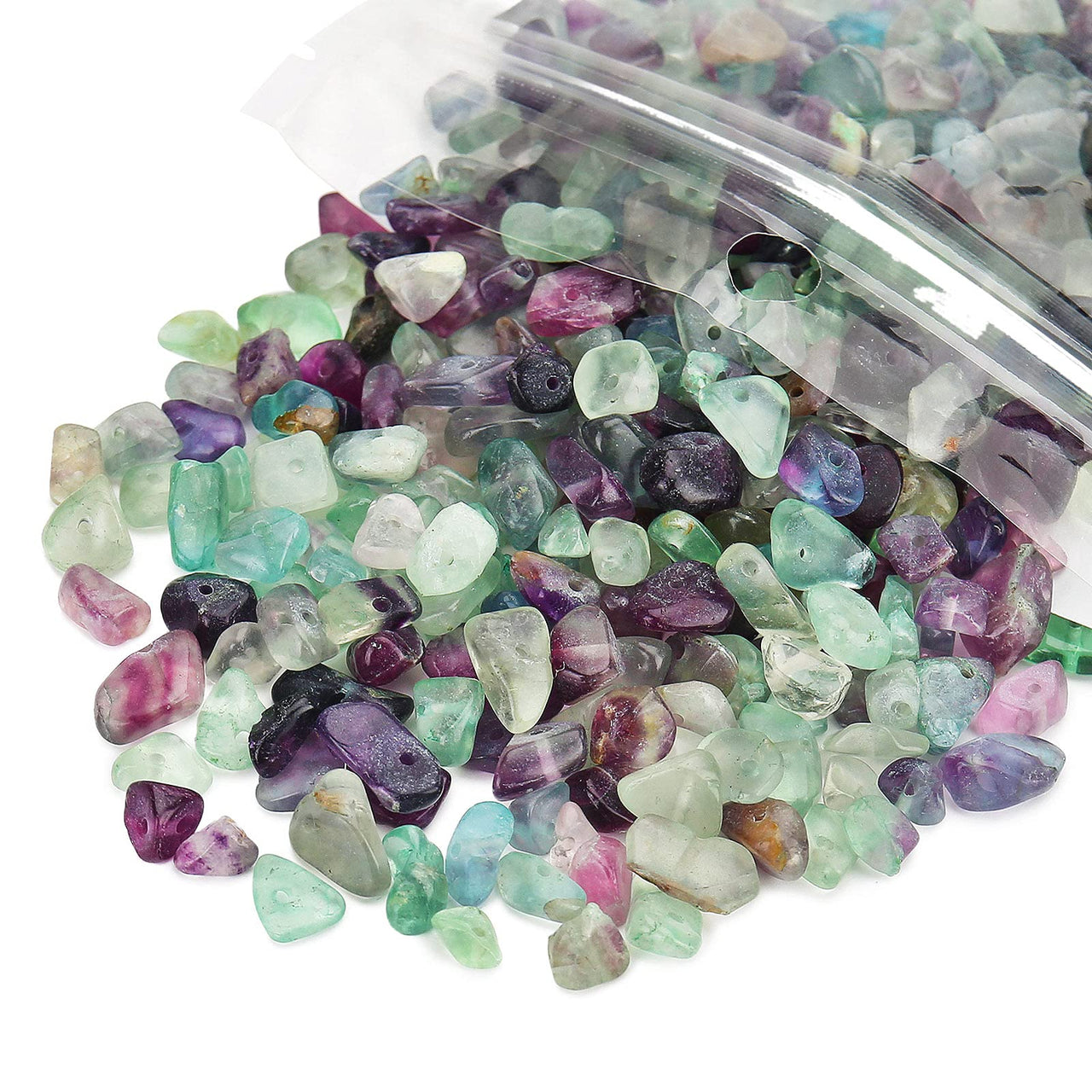 456 PCs Natural Chip Stone Beads, 5-8mm Irregular Multicolor Gemstones Loose Crystal Healing Fluorite Rocks with Hole for Jewelry Making DIY Crafts