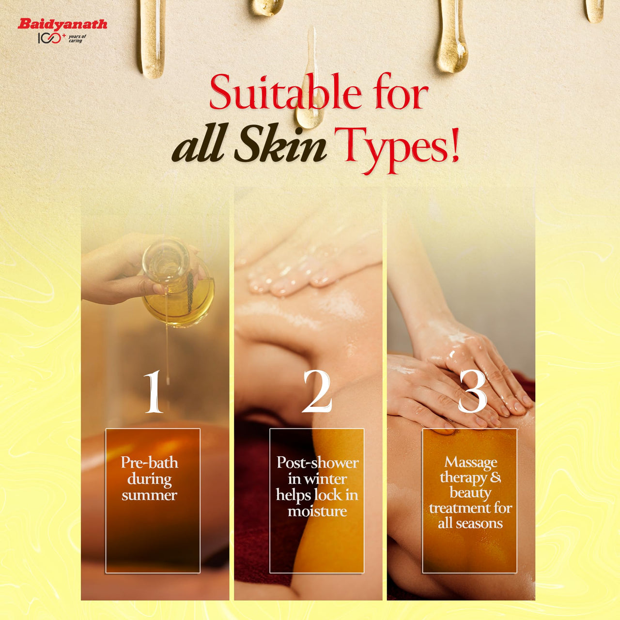 Baidyanath Asli Ayurved Oli Oil - Pure olive body oil with 2X more Real Italian Olives including Almonds and Sandalwood, more nourishment - 500 ml