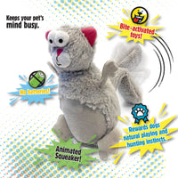 goDog Action Plush Squirrel Animated Squeaky Dog Toy, Chew Guard Technology - Gray, One Size