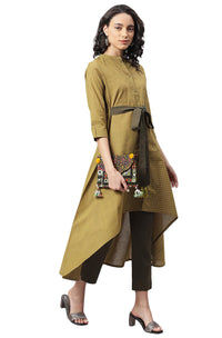 Janasya Women's  Green Cotton Kurta