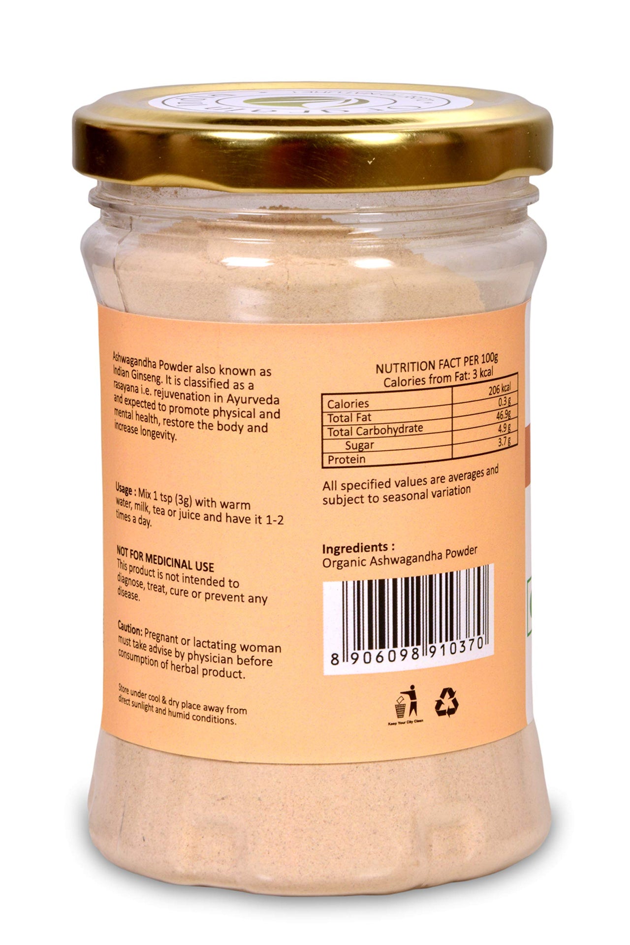 Orgrain India Organic Ashwagandha Root Powder 100g