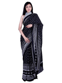 Kwatchi women & girls 100% pure cotton mulmul,Sanganeri Block Print, Traditional Ethnic Un stiched Blouse Piece (Black) Black