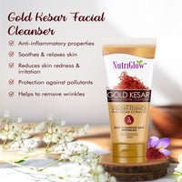 NutriGlow Gold Kesar Face Wash (65ml) With Sunscreen SPF 30 PA+++ (65ml) & Aloe Vera Gel (100g), Pack of 3