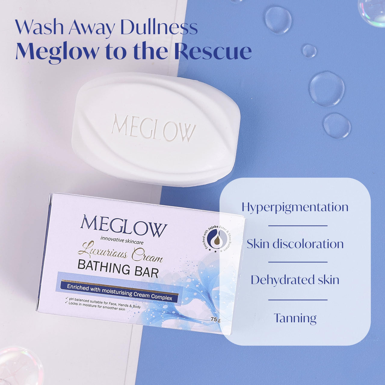 Meglow Luxurious Cream Soap Bar Combo Pack of 5(75g) with Jojoba & Shea Butter|pH Balanced| Suitable All Skin Type|Moisturize Skin & Make Soft & Smoother
