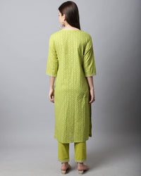 Rajnandini Women's  Pure Jaipur Printed Cotton Jaipuri Printed Kurta Set With Dupatta (JOPLVL281_Mehndi Green)