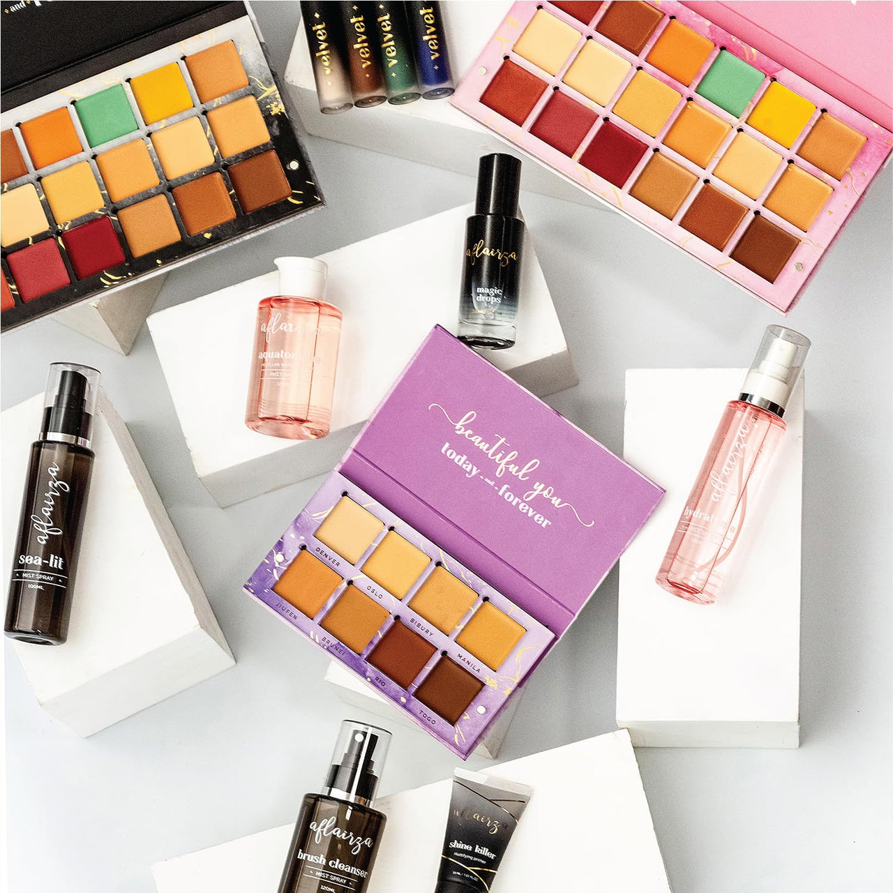 Aflairza Soft Glam Base (8 Shades) Face Makeup Palette - Creamy Highly Blendable Matte Long Lasting & Lightweight, Perfect to create Flawless Base- Includes Foundation Concealer & Contour