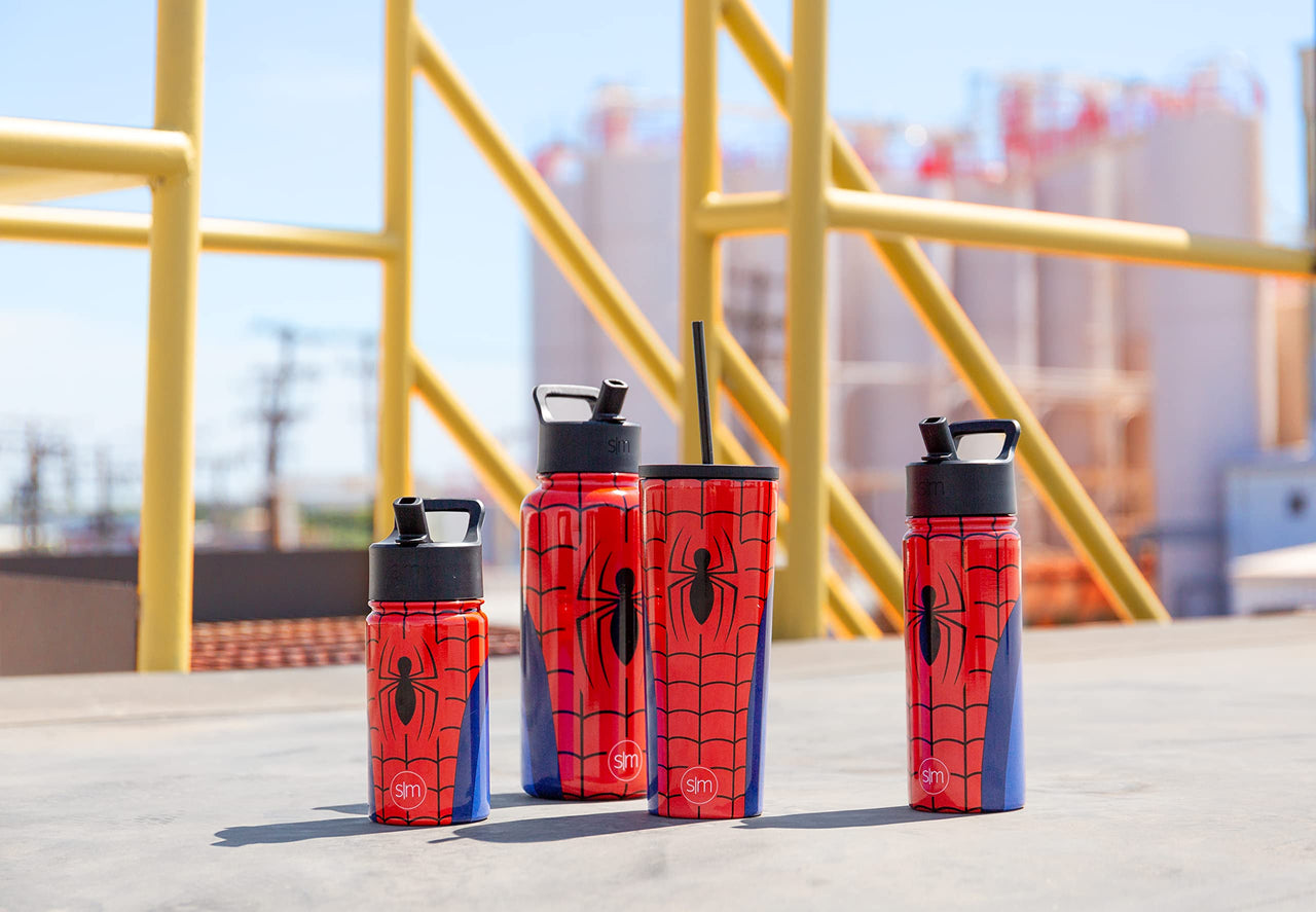 Simple Modern Spiderman Water Bottle with Straw Lid | Marvel Insulated Stainless Steel Reusable Tumbler Gifts for Teenagers, Men | Summit Collection | 18oz, Spider Armor
