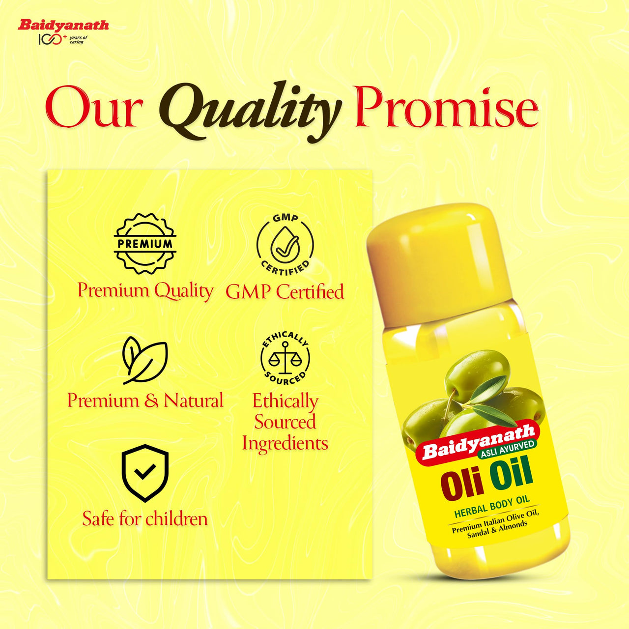 Baidyanath Asli Ayurved Oli Oil - Pure olive body oil with 2X more Real Italian Olives including Almonds and Sandalwood, more nourishment - 500 ml