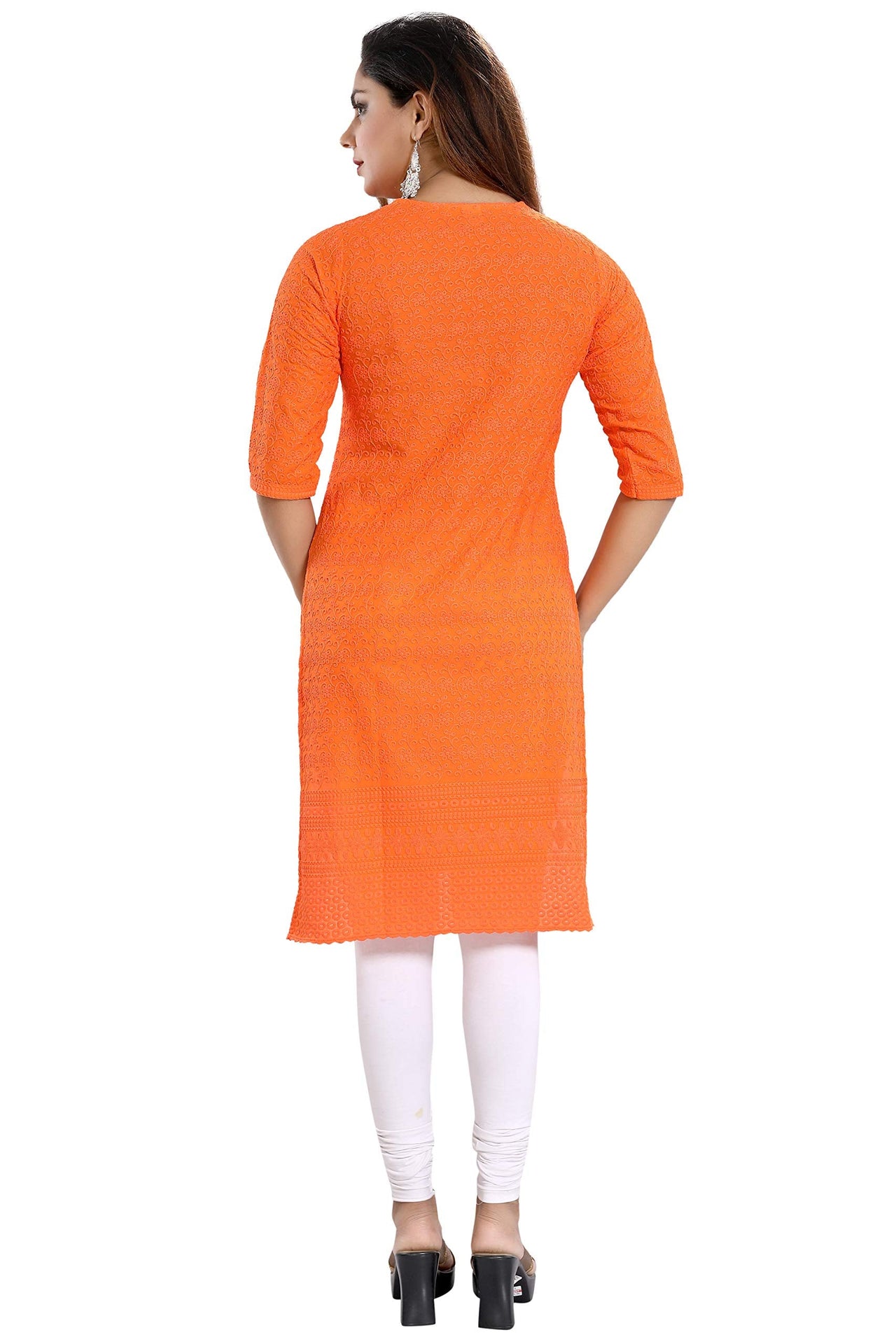 QUEEN SHIELD Women's  Formal & Casual Cotton Chikan-Kari Kurta (4444.)