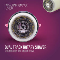 Havells Female Lady Facial Hair Remover/Shaver | Rotary Blades for Clean & Smooth Touch for Upper Lips,Chin7 Cheeks | Wet & Dry Use | Battery Powered | Mirror Included | Hot Pink | FD5000,Multicolour