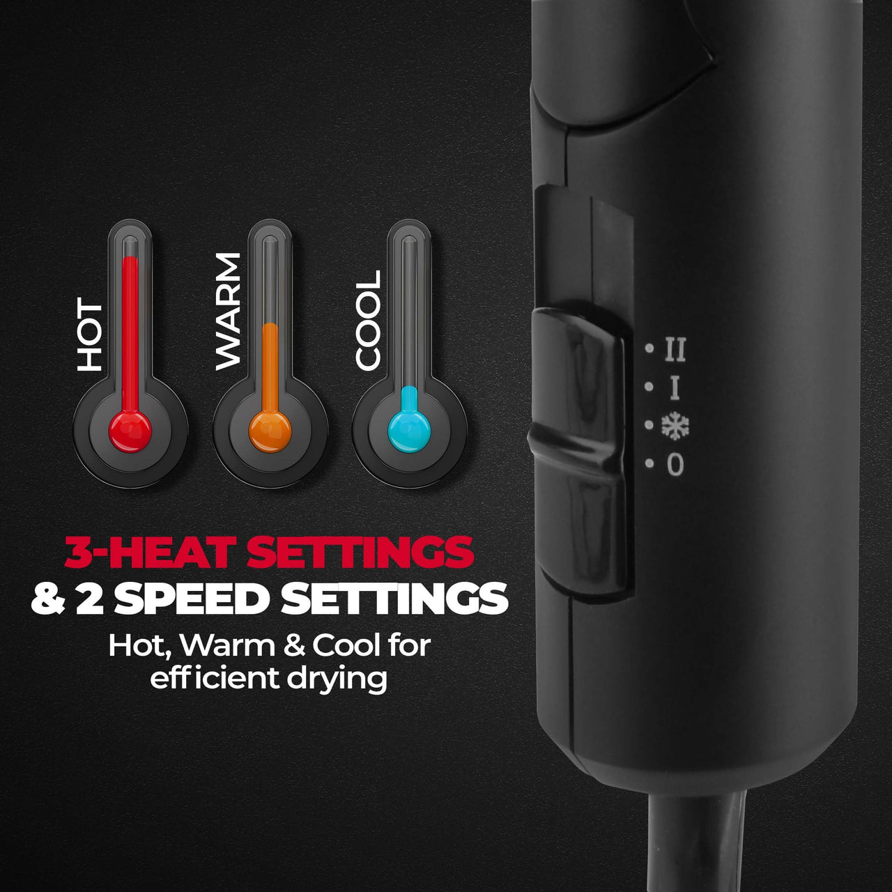 BEARDO Styling Gun Ultra Compact Hair Dryer | 1100 Watts Foldable Hair Dryer | 3 Heat 2 Speed Setting | Hair Dryer For Men | Travel Friendly | Stylish Matte Black Finish | Gift For Brother | Gift For Friends | Gift for Husband