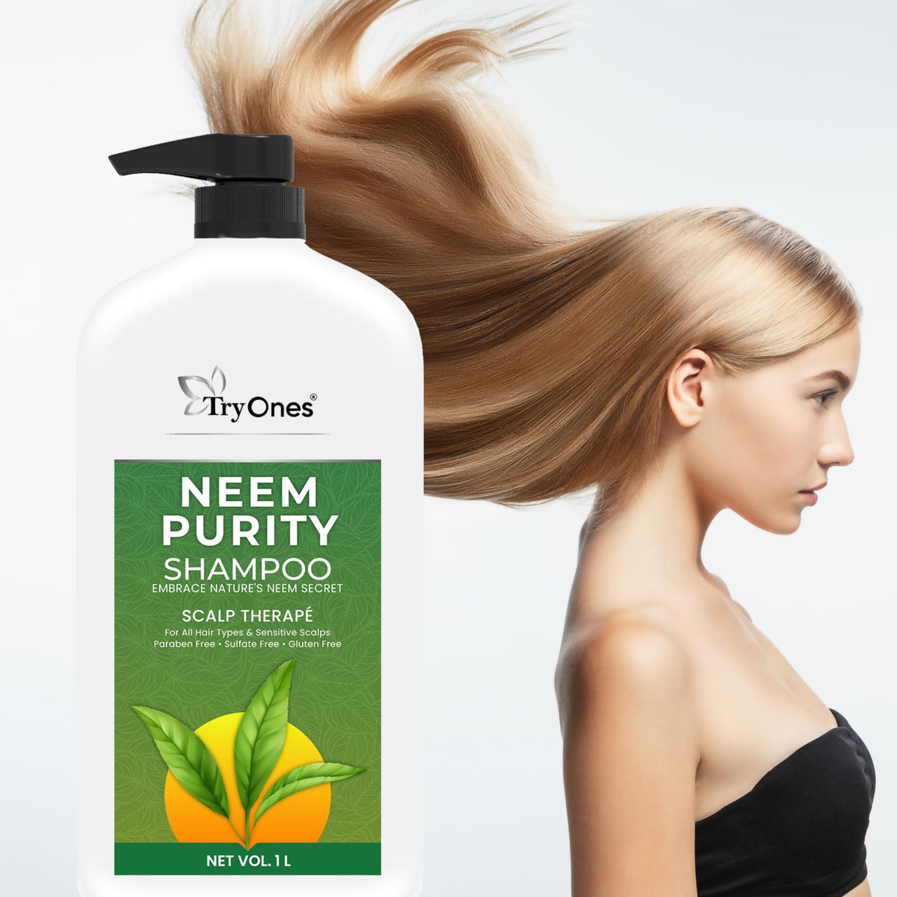 TryOnes Neem Sat Hair Shampoo for Thick & Strong Hair | Natural Hair Cleanser for Healthy Hair |Paraben & Sulphate-Free |Suitable for All Hair 1000 ml