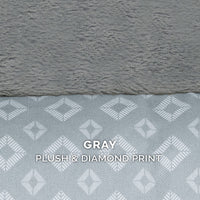 Furhaven Replacement Dog Bed Cover Plush & Diamond Print Nest Top Sofa-Style, Machine Washable - Gray, Jumbo (X-Large) Cover Only 40.0