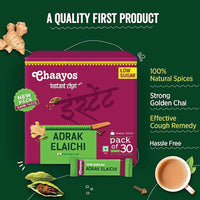 Chaayos Adrak Elachi Instant Tea Premix - Low Sugar (30 Sachets) | Instant Ginger Tea | Premix Adrak Elachi Sachets | Cardamom Chai