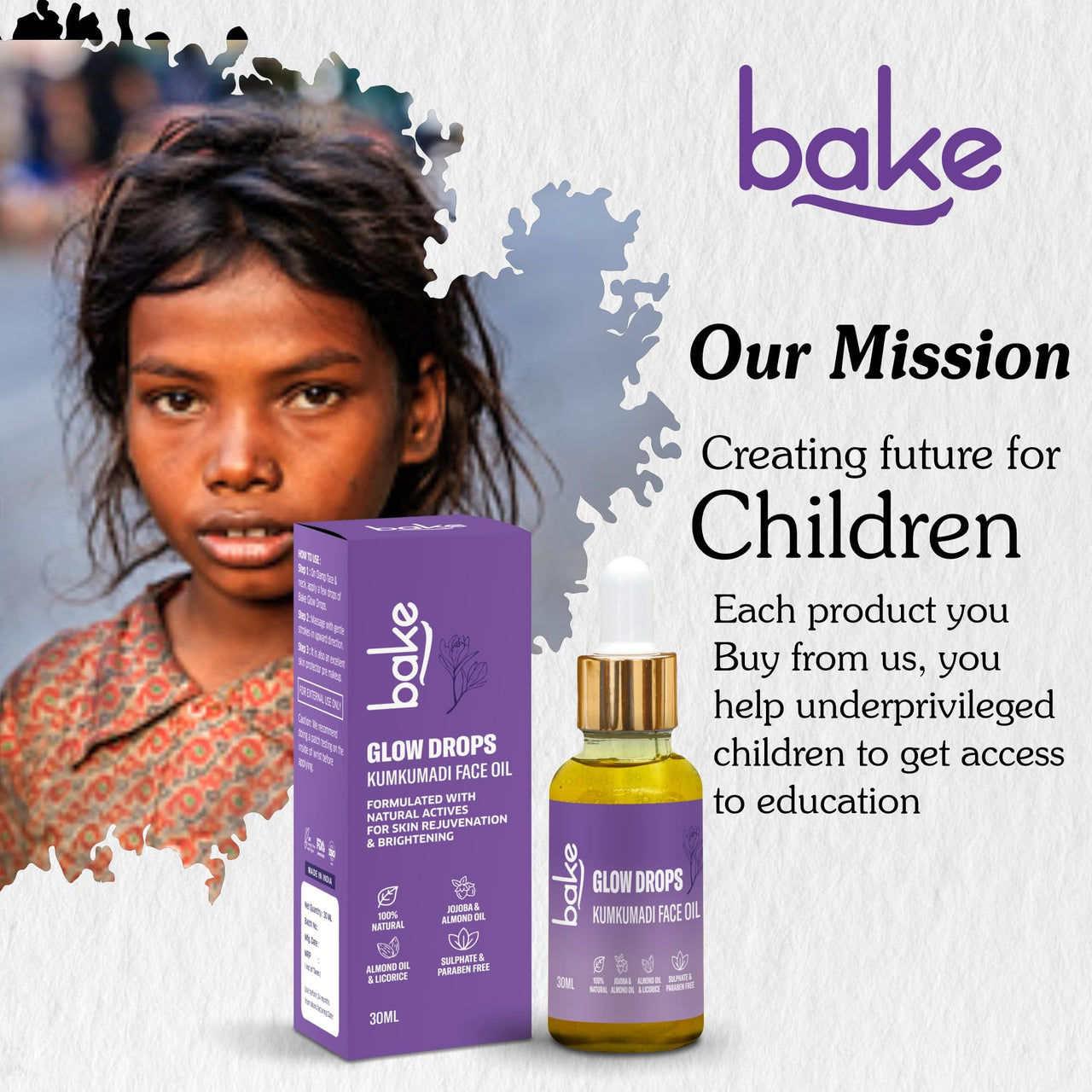 BAKE Kumkumadi Face Oil For Anti Aging, Glowing & Brightening Skin | For Pigmentation, Dark Circles | With Licorice, Saffron, Manjishtha | 30ml