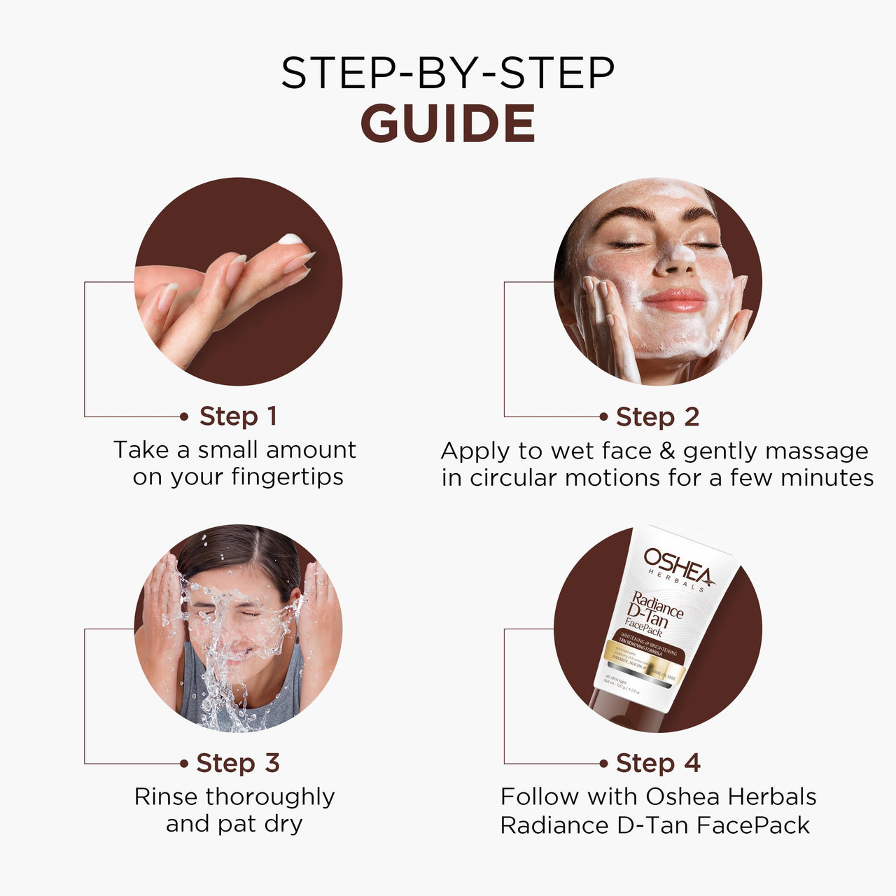 Oshea Herbals Radiance DTan Facewash for All Skin Types | Tan Removal Formula with Whitening & Brightening | Enriched with Green Apple & Basil Extract | Paraben &Soap Free 120g
