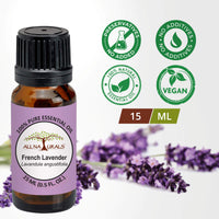 All Naturals Lavender Essential Oil (France) 100% Pure for Sound Sleep, Stress, Dry Skin, Shiny Hair & Acne - 15 mL