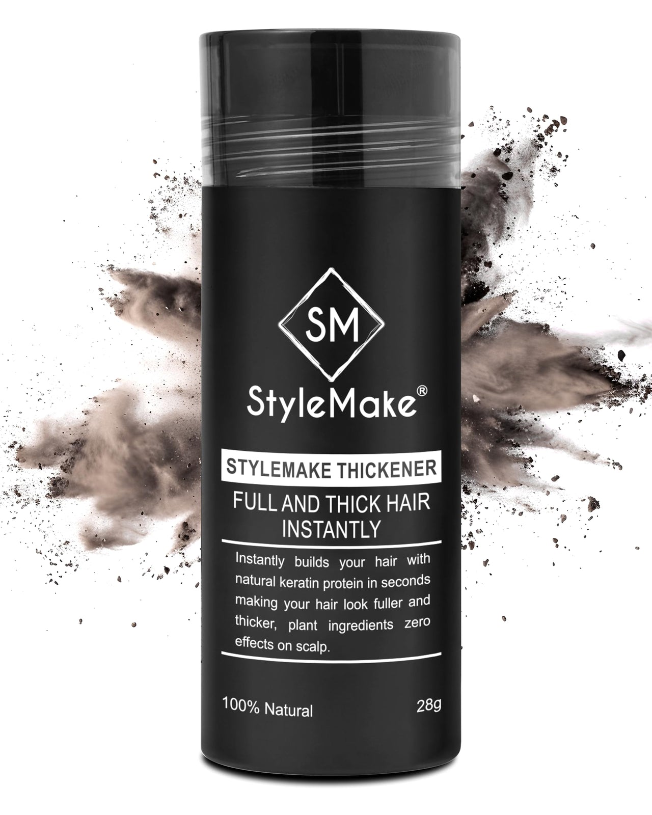 StyleMake Thickener Hair Loss Concealer | Transform Thin, And Fine Hair With Hair Building Fibre | Hair Building Fibers For Men And Women (Dark Brown) | Completely Undetectable, 28 Grams