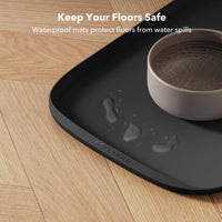 Dog Food Mat, Safety Silicone Cat Food Mat for Feeder & Fountain, Waterproof Dog Bowl Mats, Raised Edge Spill Protection Floor, Cove Feeding Mat for Pet Charcoal
