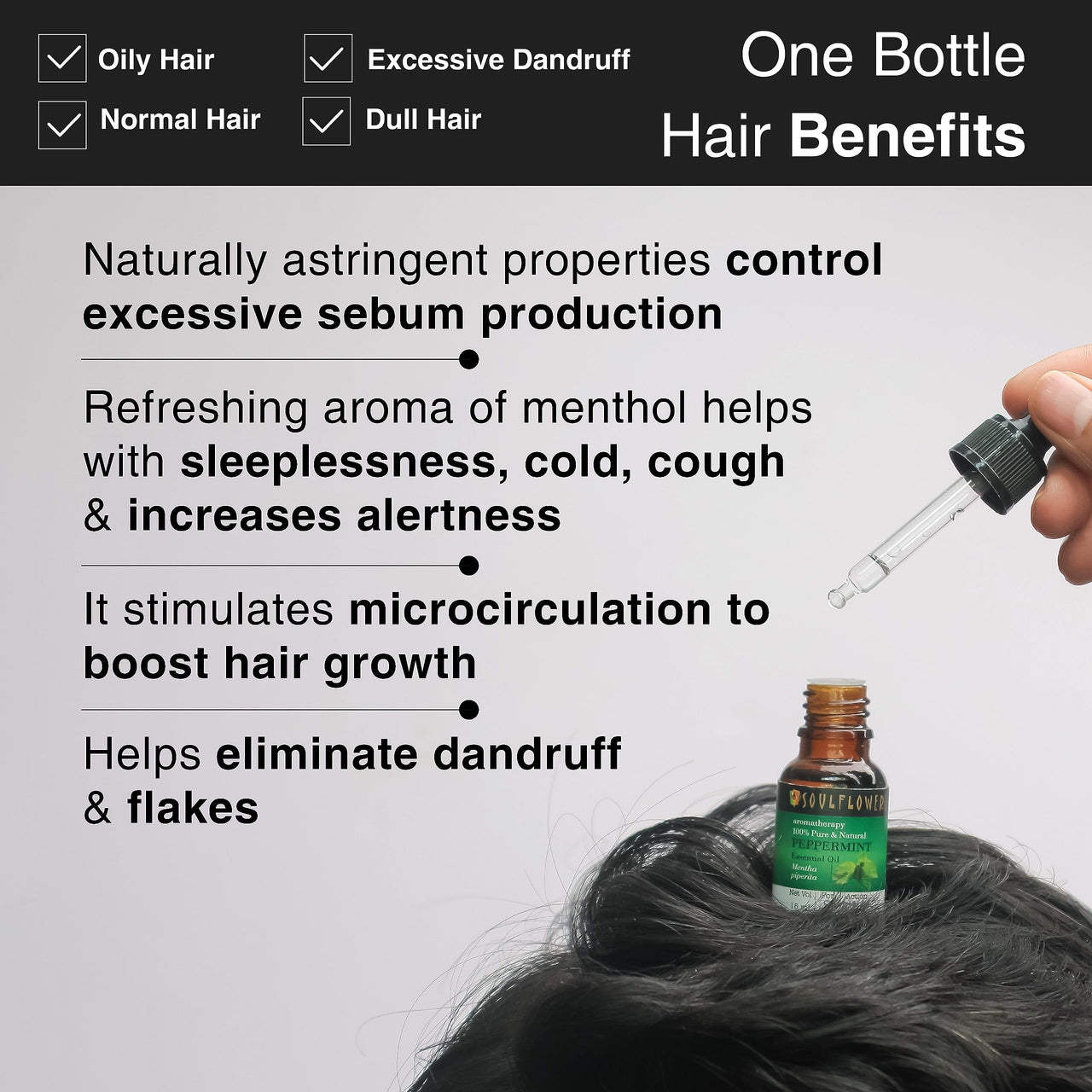 Soulflower Peppermint Essential Oil for Skin & Hair Care, Scalp, Aromatherapy |100% Pure & Natural Therapeutic Grade, Undiluted, Ecocert Cosmos Organic Certified| Mentha Piperita |15ml