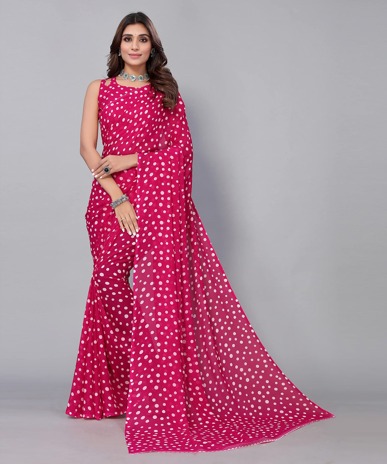 Yashika Women's  Georgette Printed Saree With Blouse Piece