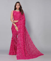 Yashika Women's  Georgette Printed Saree With Blouse Piece