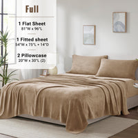 Sleep Philosophy True North Fleece Sheet Set Full, Solid Color, Warm & Plush Sheets Soft Fleece Bedding Full Size Sheets, Fitted Pocket Fits Up to 16