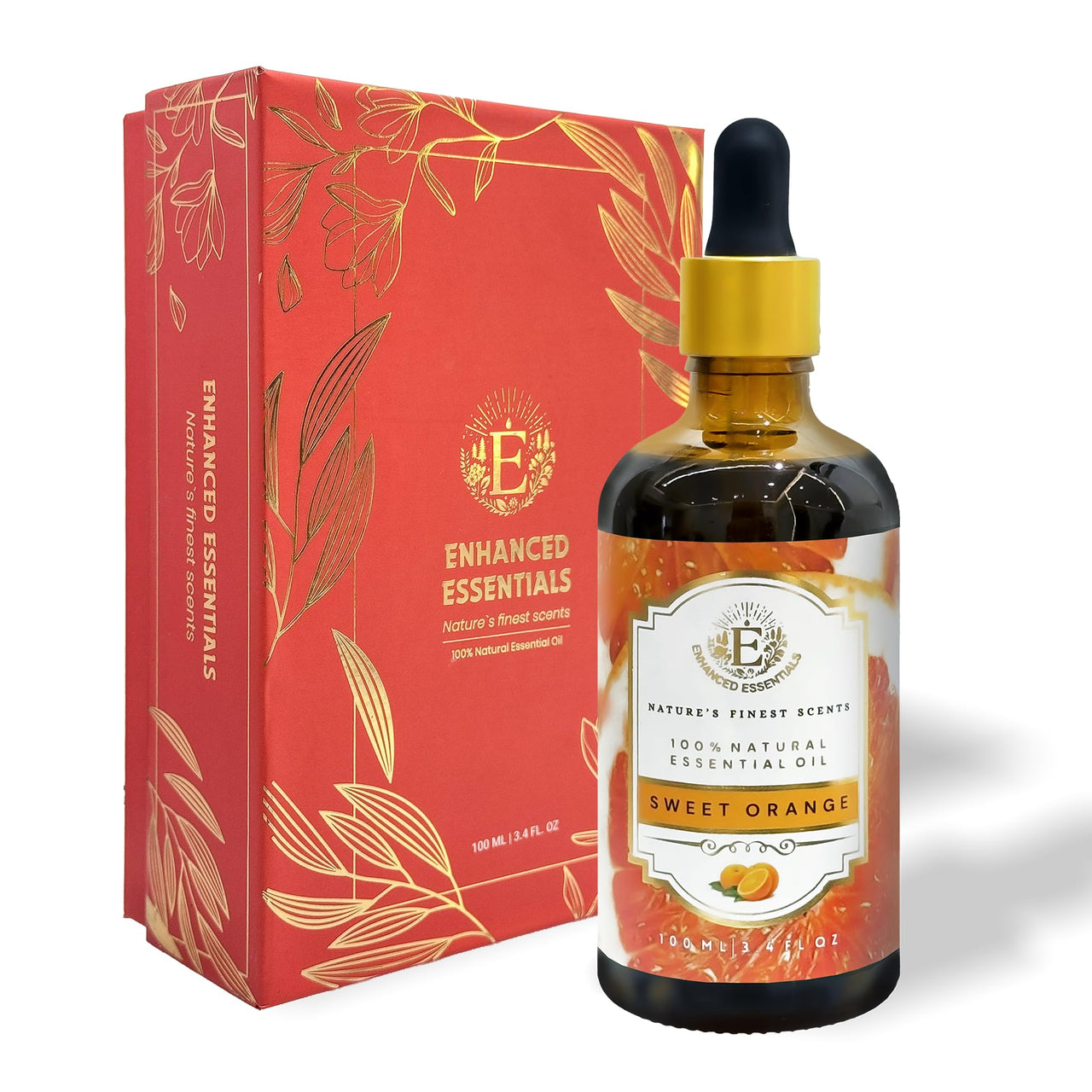 Luxurious SWEET ORANGE Essential Oil by Enhanced Essentials|Therapeutic,Organic & Natural |Crafted with Slow Extraction| Ultra Premium Grade Concentrated Essential Oil for Home Fragrance, Diffusers, Skin care, Aromatherapy, Bath, Massage,Humidifiers, Soap